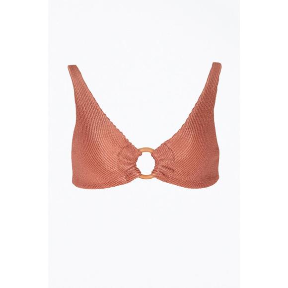 NEW SOAH rebecca ribbed o-ring bikini top in blush - Picture 1 of 2